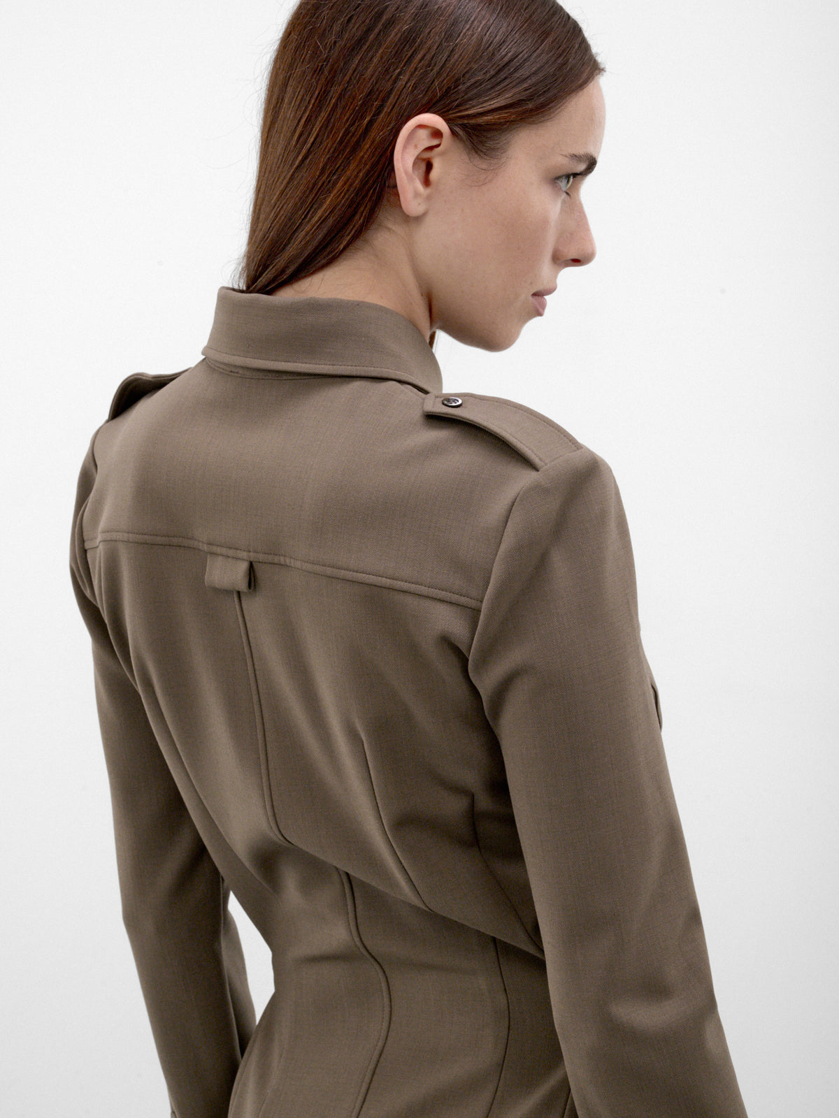 Khaki Tailored Military Shirt Dress (26F1RO18601035-RO1860-MOLE)