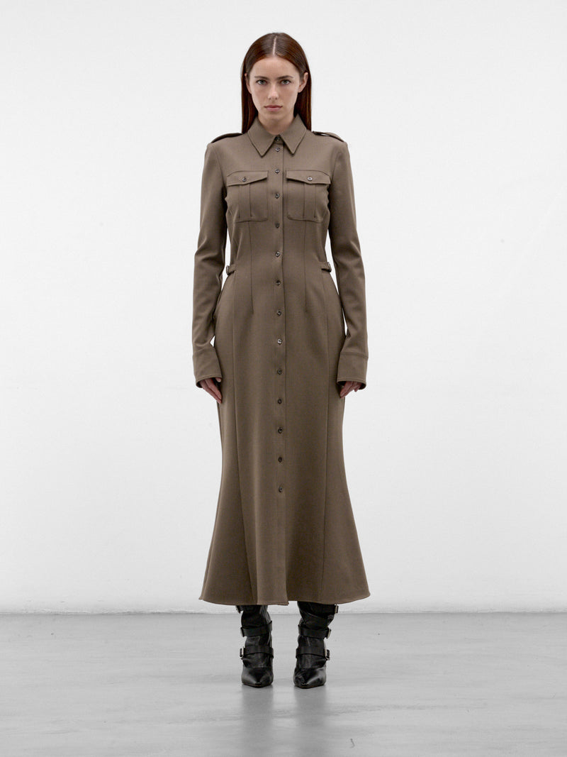 Khaki Tailored Military Shirt Dress (26F1RO18601035-RO1860-MOLE)