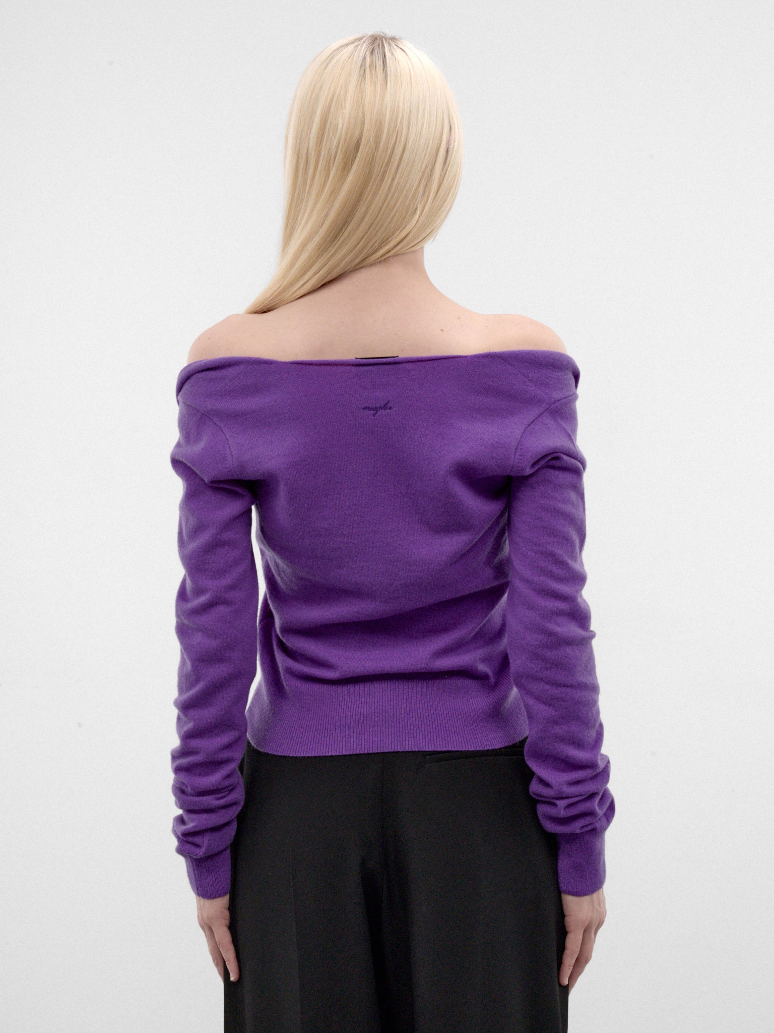 Purple Cashmere Off-Shoulder Top (26F2TO09091144-PURPLE)