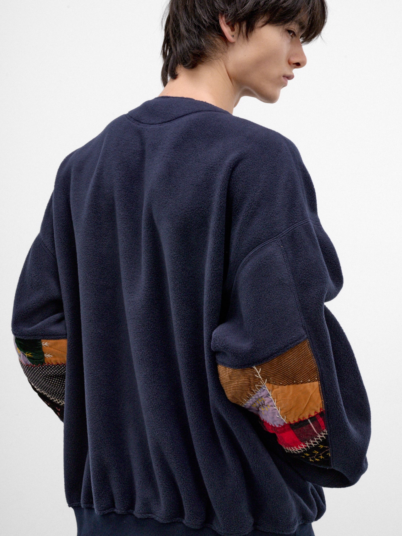 Navy Quilt Patchwork Sleeves Sweater (26FW-B-06-NAVY)