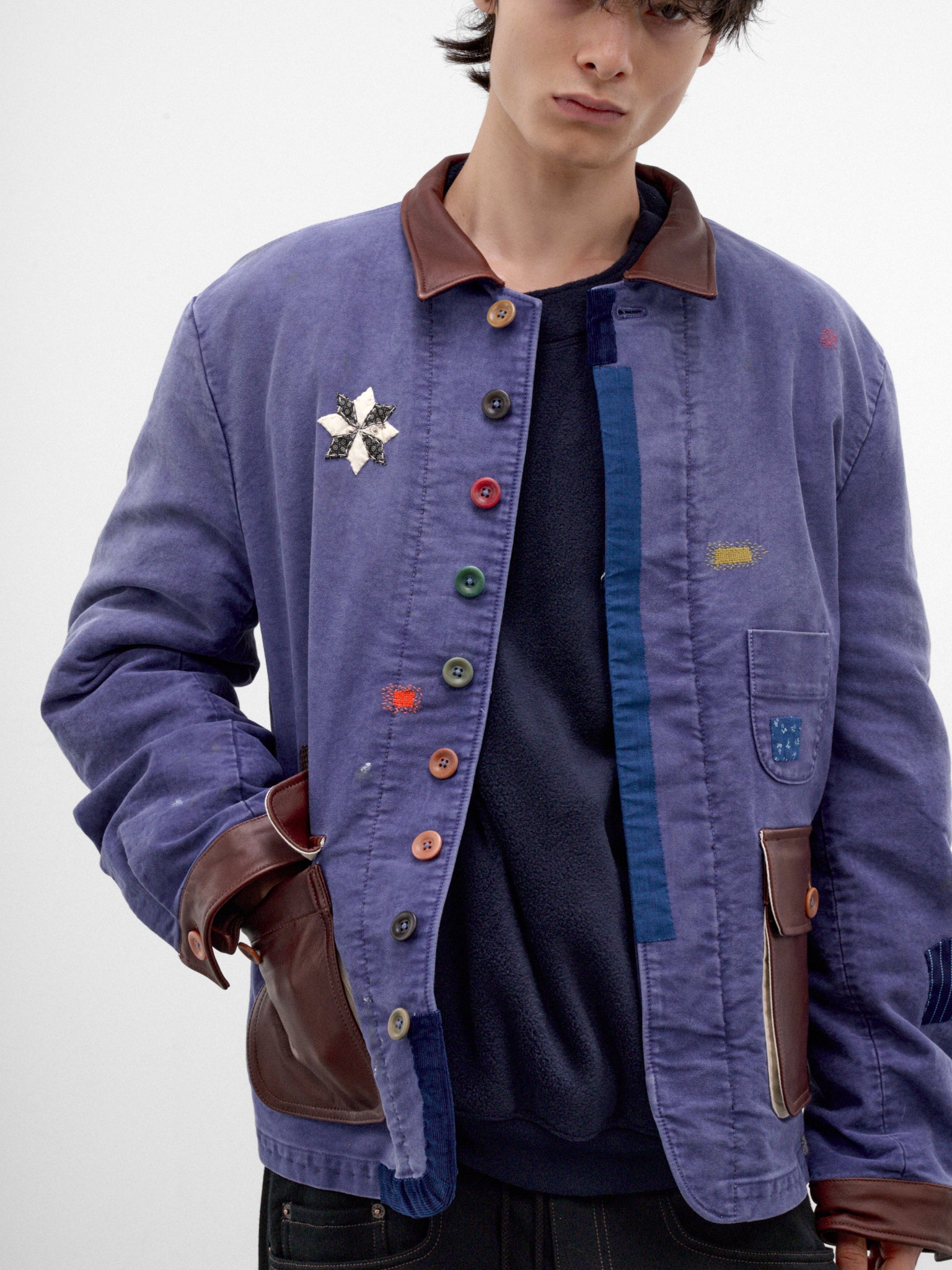 Blue Patchwork Work Jacket (26FW-JK-05-BLUE)