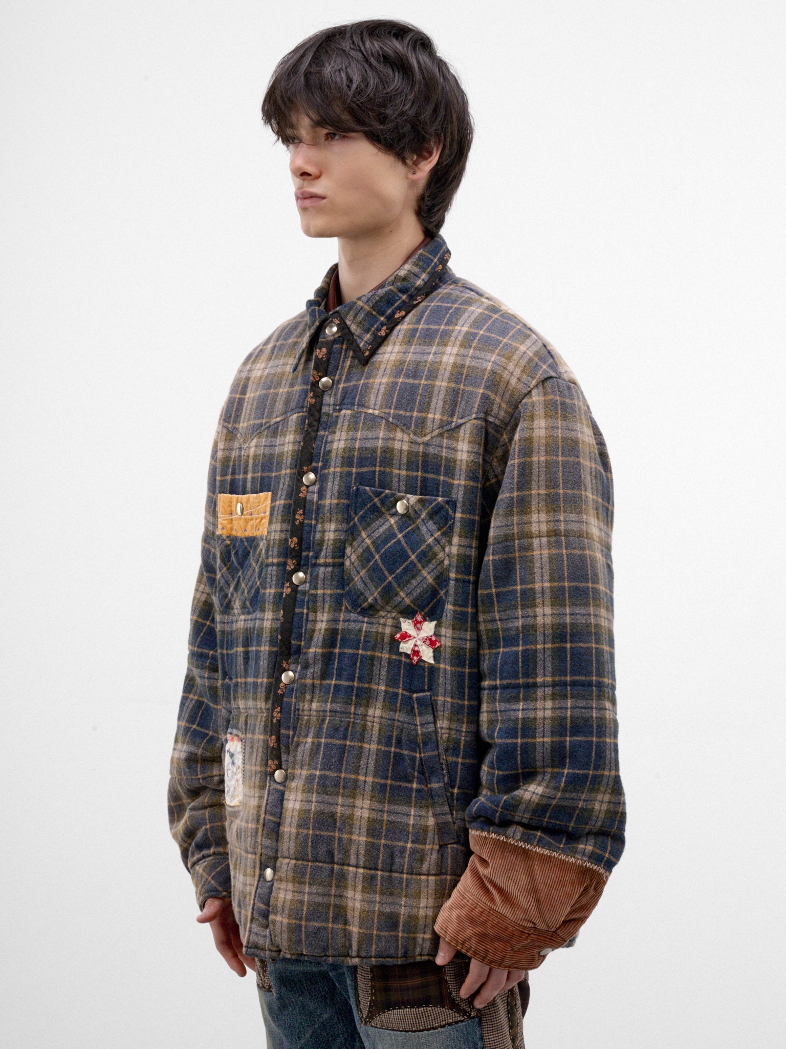 Blue Checkered Puffer Jacket (26FW-JK-09-BLUE)