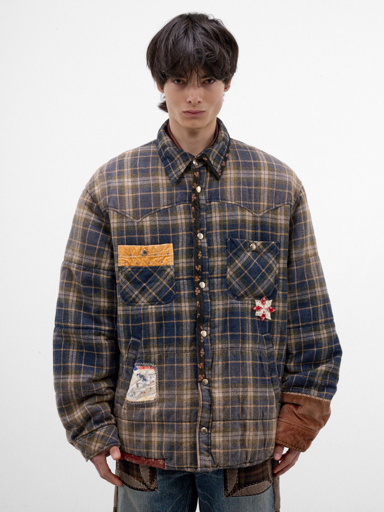 Blue Checkered Puffer Jacket (26FW-JK-09-BLUE)
