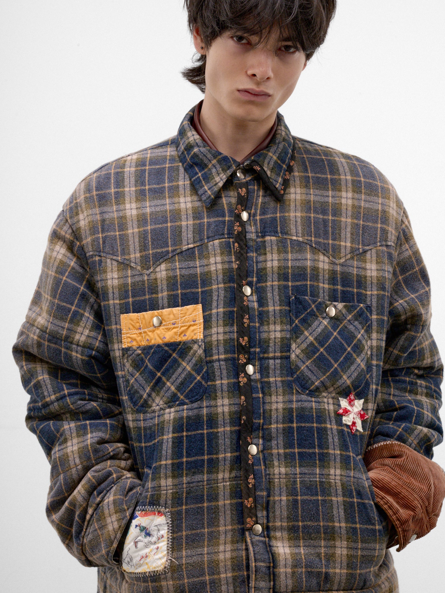 Blue Checkered Puffer Jacket (26FW-JK-09-BLUE)