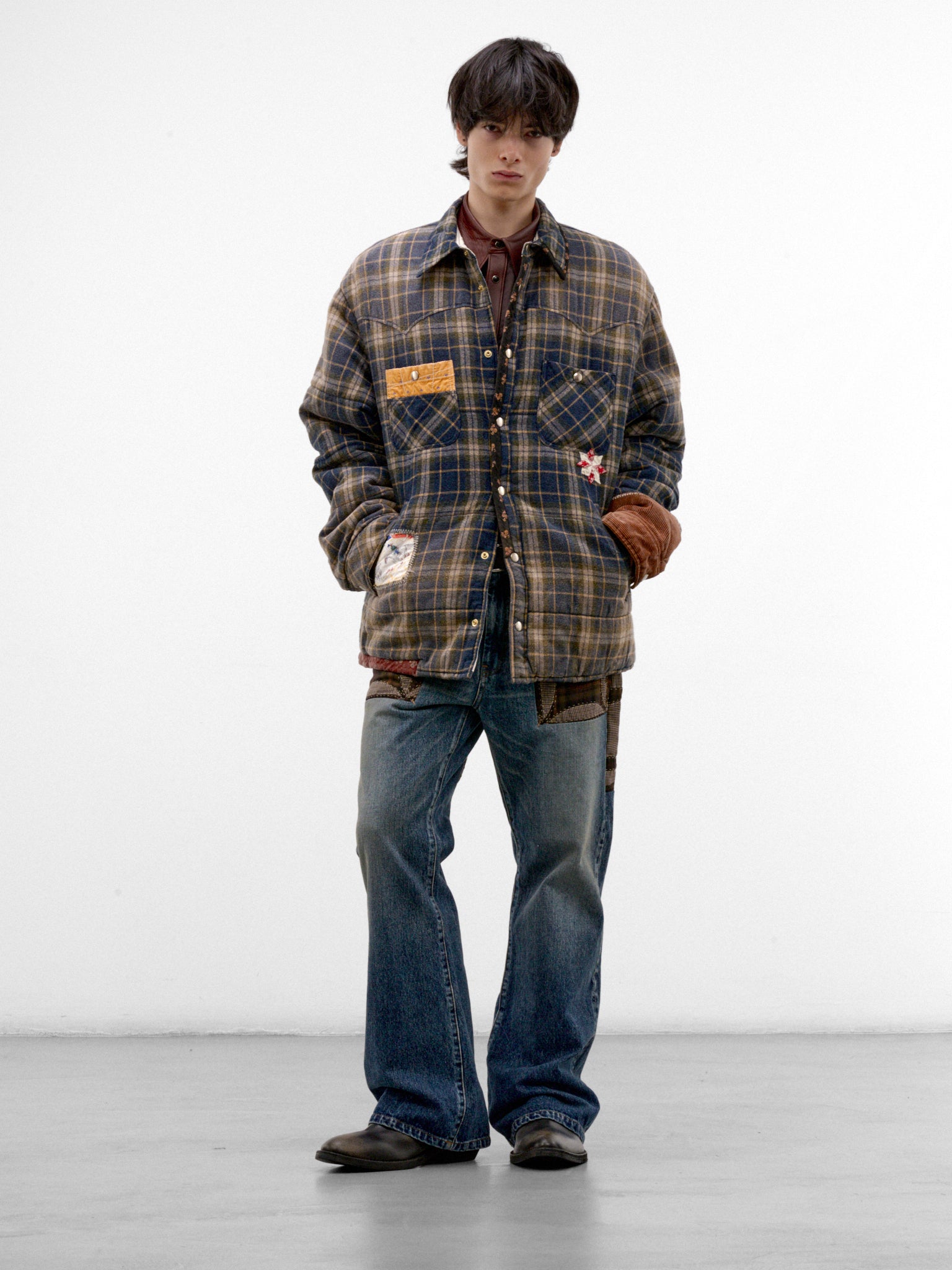 Blue Checkered Puffer Jacket (26FW-JK-09-BLUE)