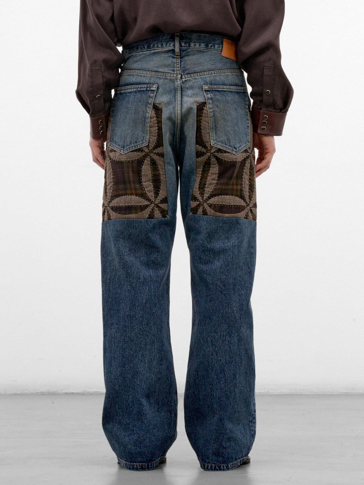 Indigo Quilted Patchwork Denim Jeans (26FW-P-07-INDIGO)