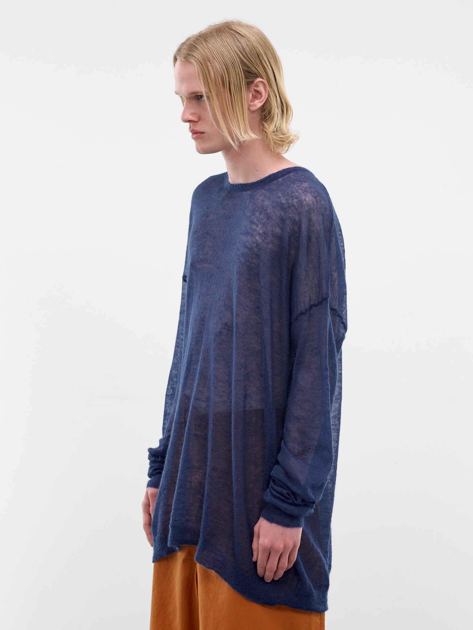 Blue Mohair Voile Sheer Sweater (26HK040-BLUE)