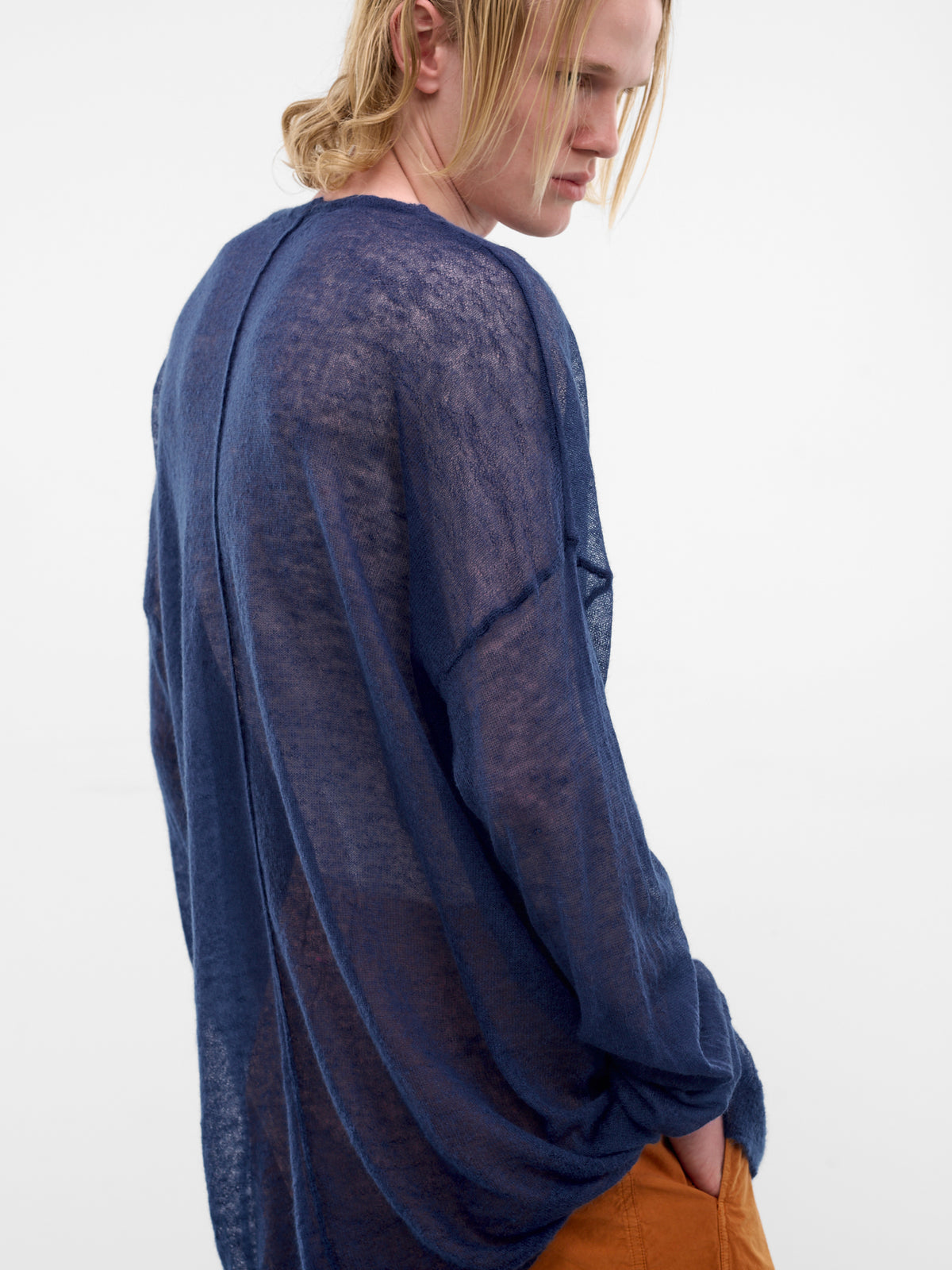 Blue Mohair Voile Sheer Sweater (26HK040-BLUE)