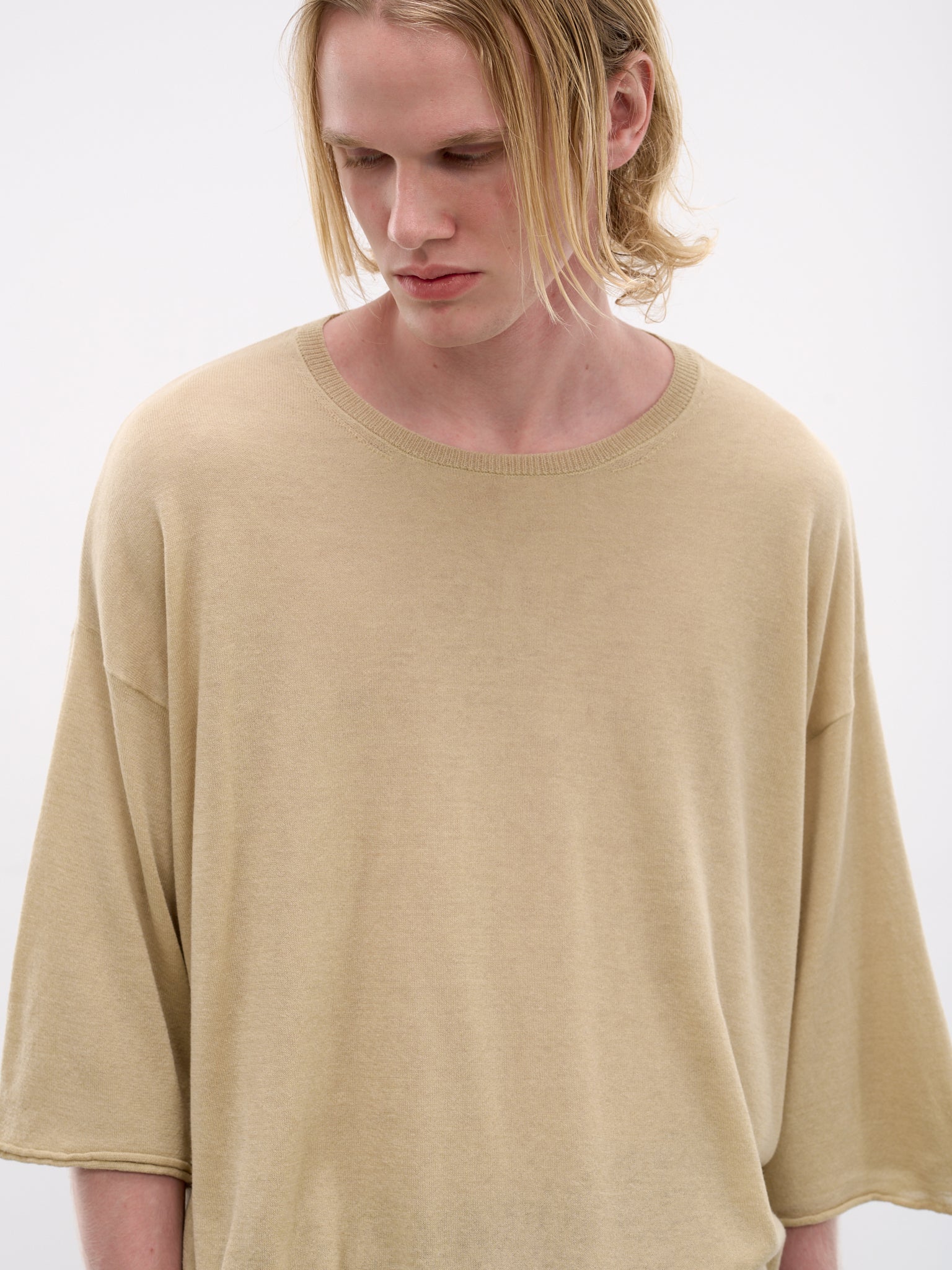 Beige Light Cotton-Silk Tee (26HK044-PISTACHIO)