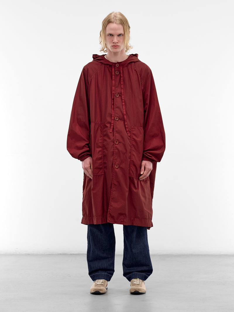 Red Oversized Nylon Liege Parka (26HM245-VIN)