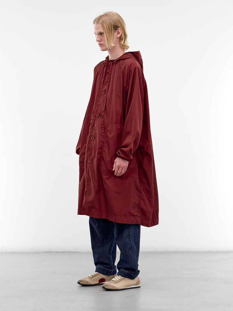 Red Oversized Nylon Liege Parka (26HM245-VIN)
