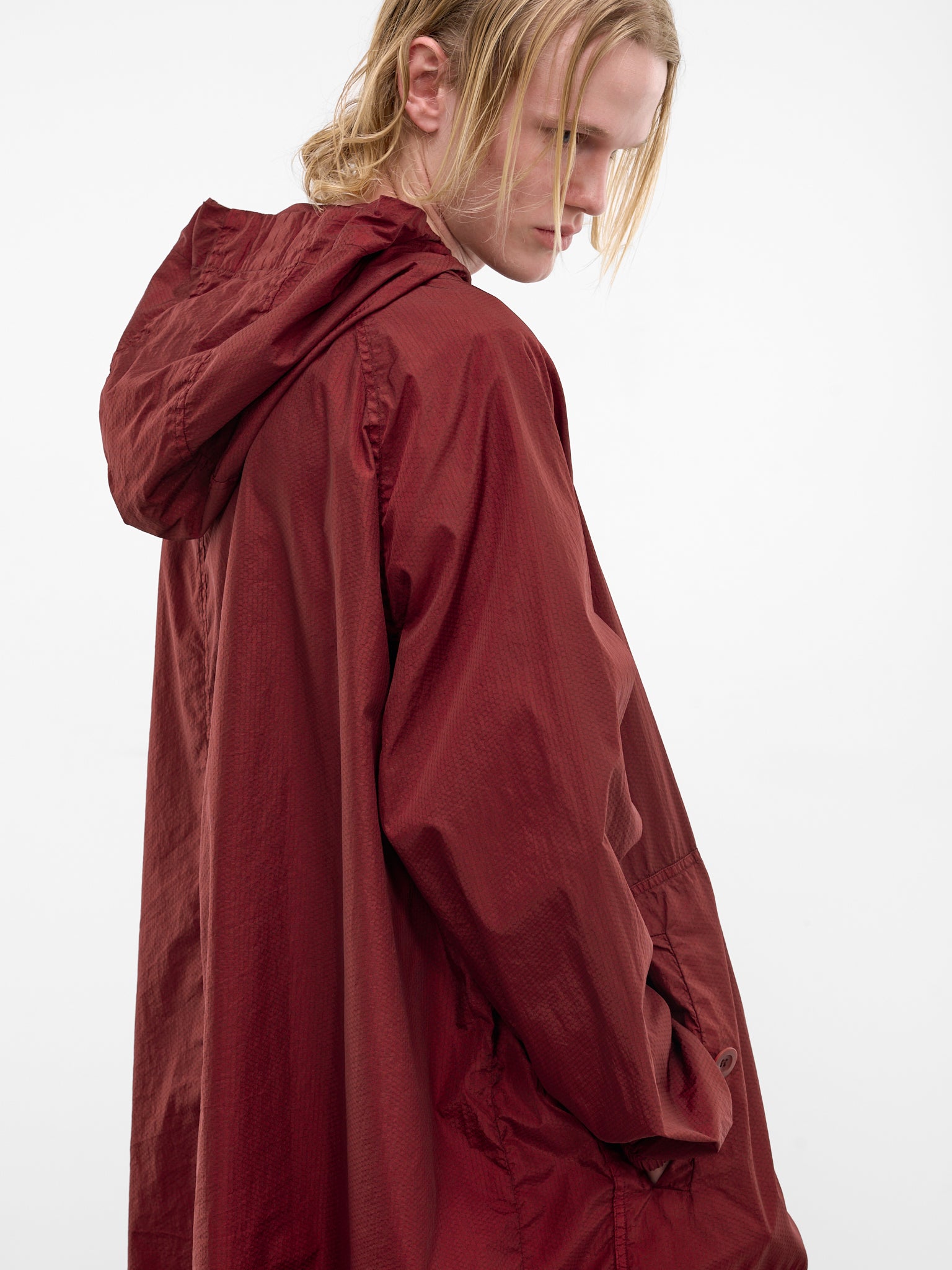 Red Oversized Nylon Liege Parka (26HM245-VIN)