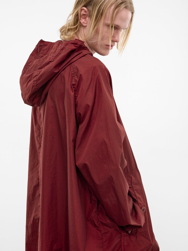 Red Oversized Nylon Liege Parka (26HM245-VIN)