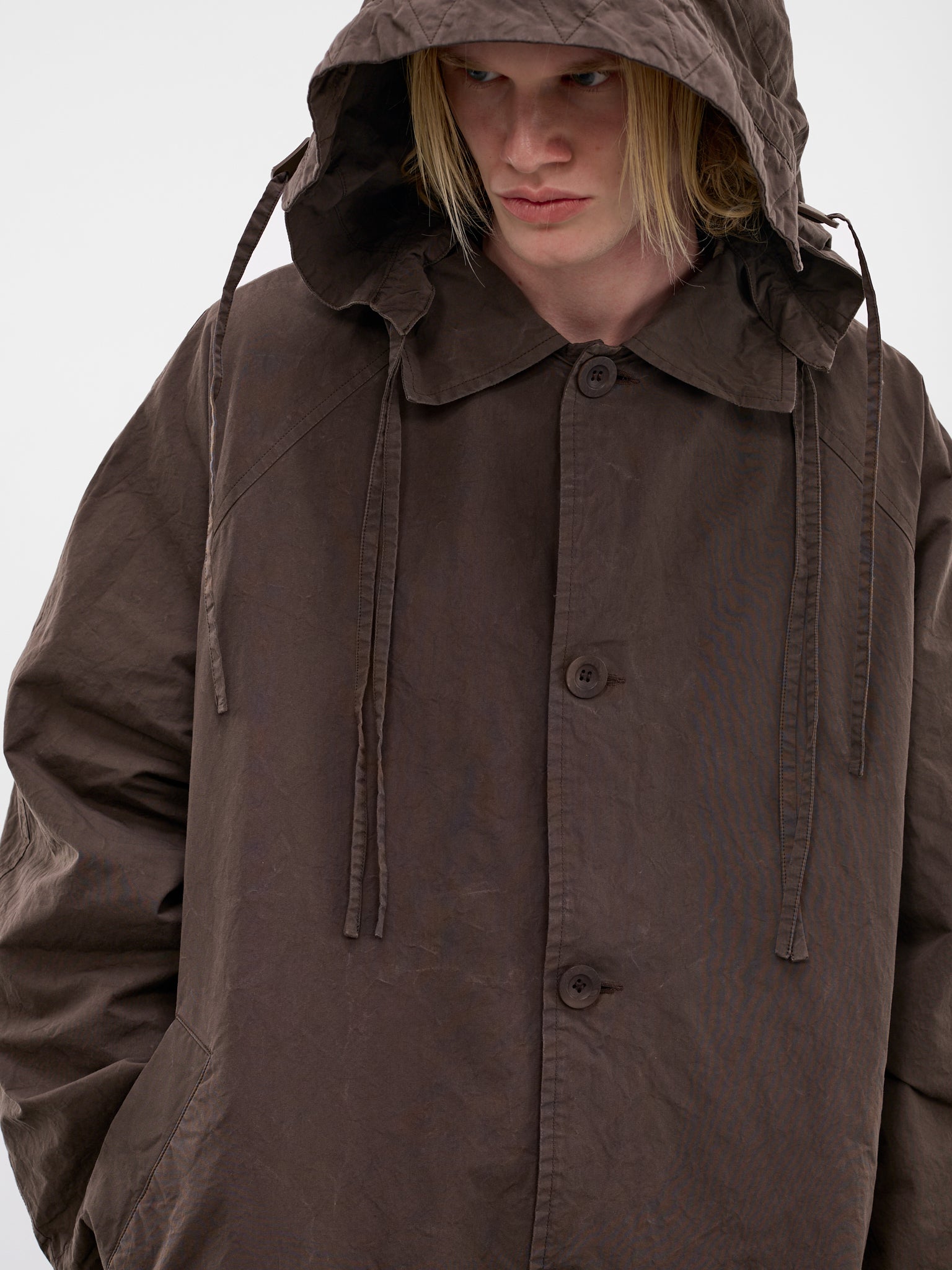 Brown Cotton Yak Hoodie Coat (26HM247-EARTH)
