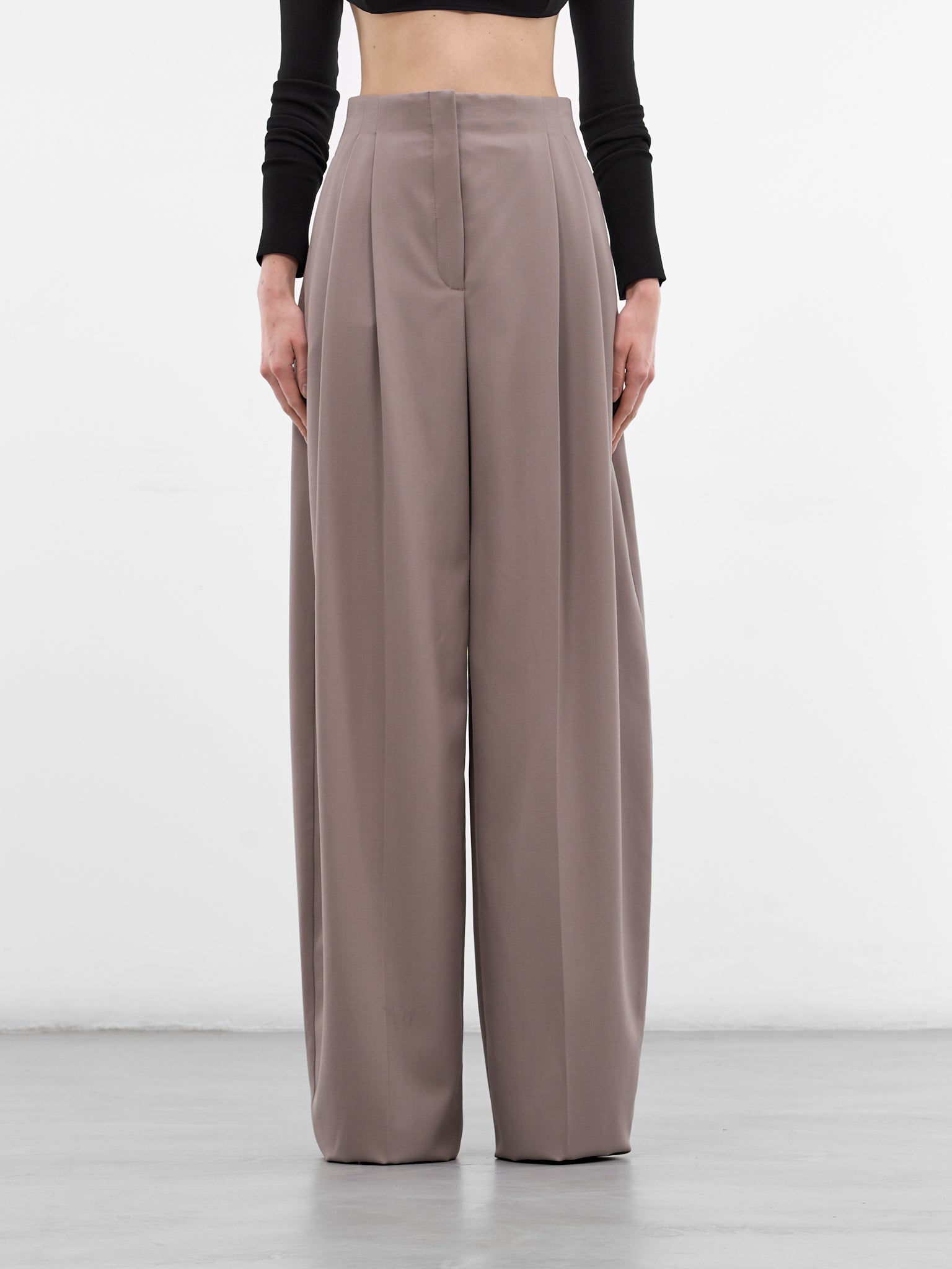Gray Wool Wide Tailored Trousers (26P1PA05291019-GREY)