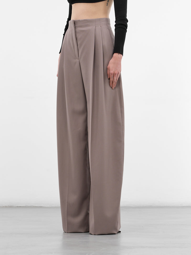 Gray Wool Wide Tailored Trousers (26P1PA05291019-GREY)