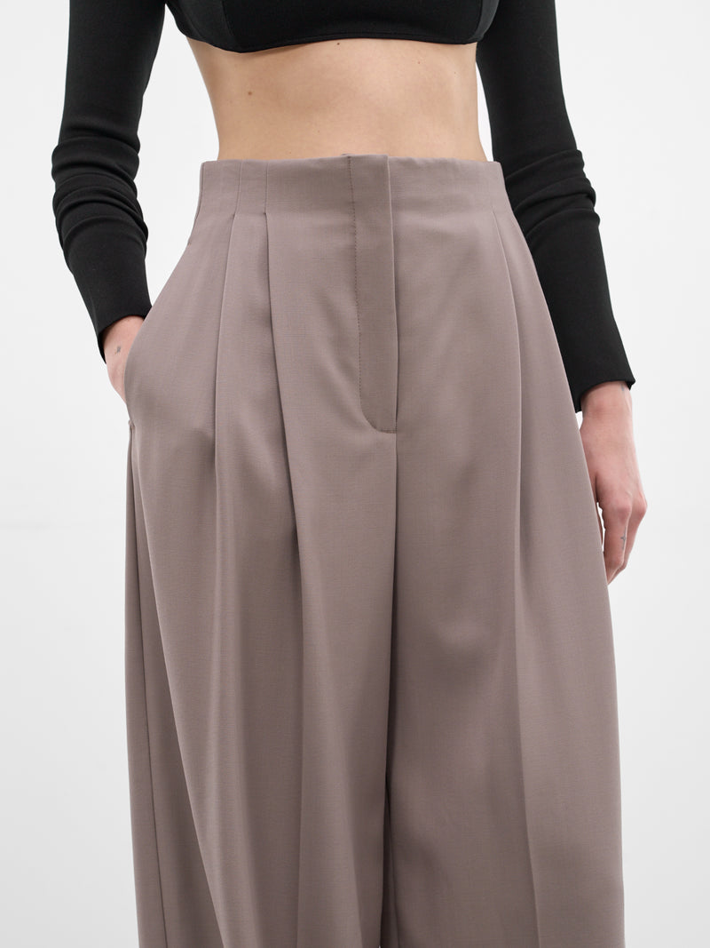 Gray Wool Wide Tailored Trousers (26P1PA05291019-GREY)