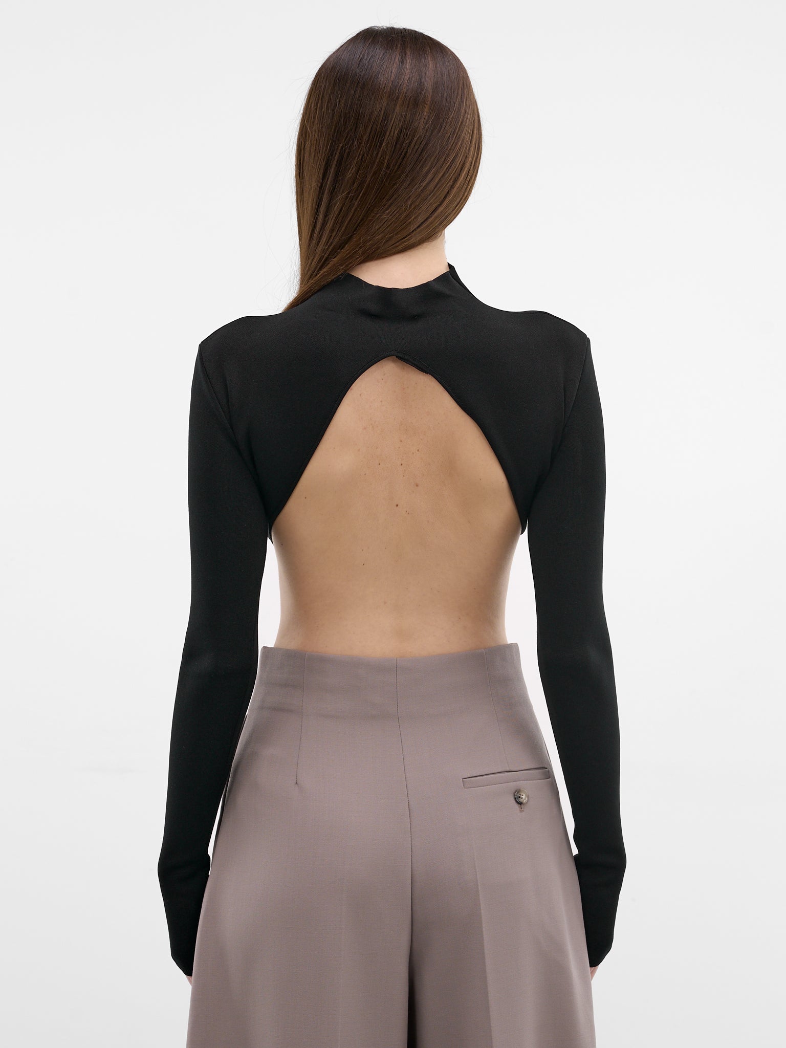 Black Mock-Neck Cropped Top (26P2T008571137-BLACK)