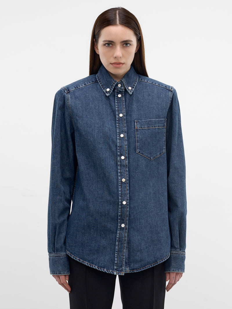 Blue Denim Button-Down Shirt (26P6T008412032-BLUE-RINSE)