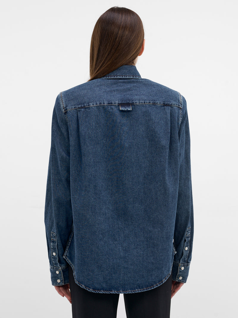 Blue Denim Button-Down Shirt (26P6T008412032-BLUE-RINSE)