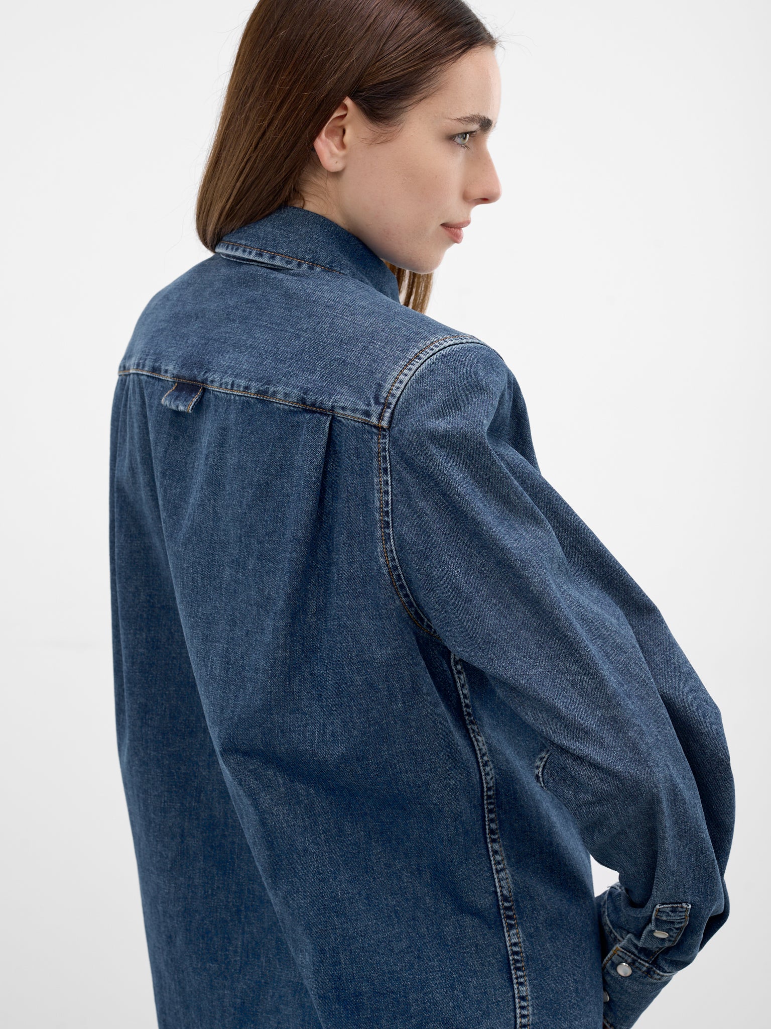 Blue Denim Button-Down Shirt (26P6T008412032-BLUE-RINSE)