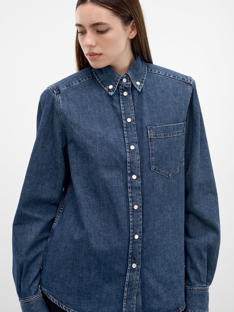 Blue Denim Button-Down Shirt (26P6T008412032-BLUE-RINSE)