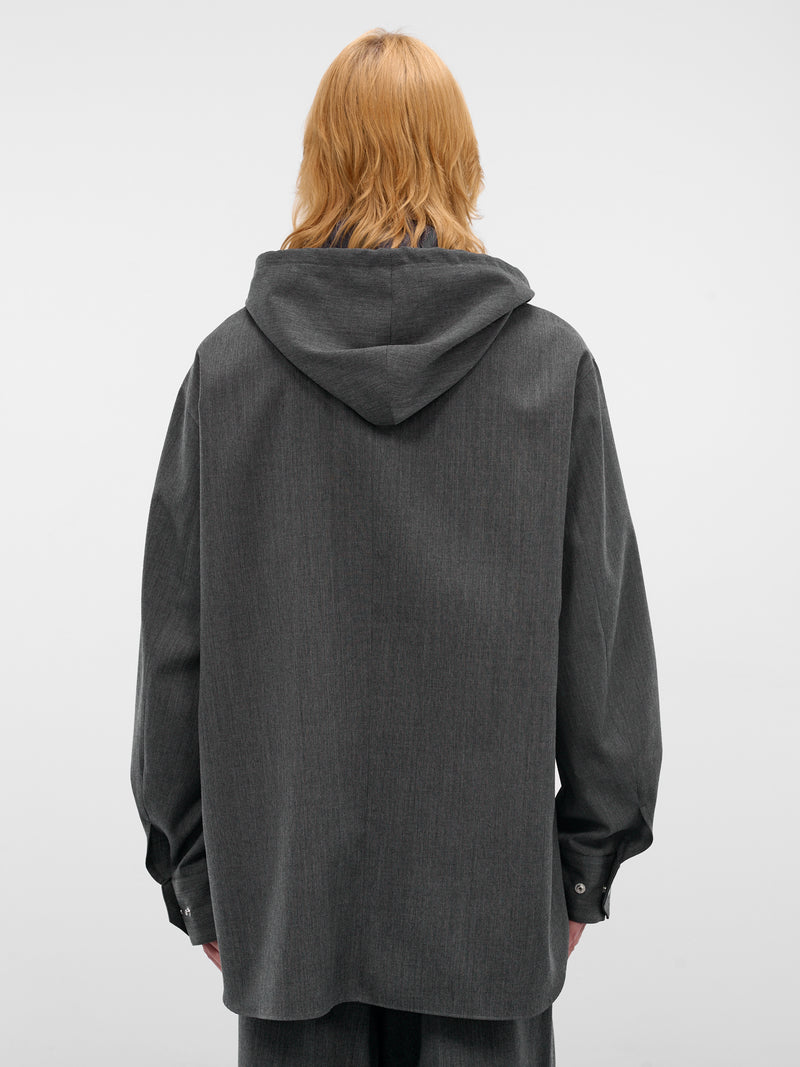 Gray Wool Hooded Shirt Jacket (26S0315-GRAY)