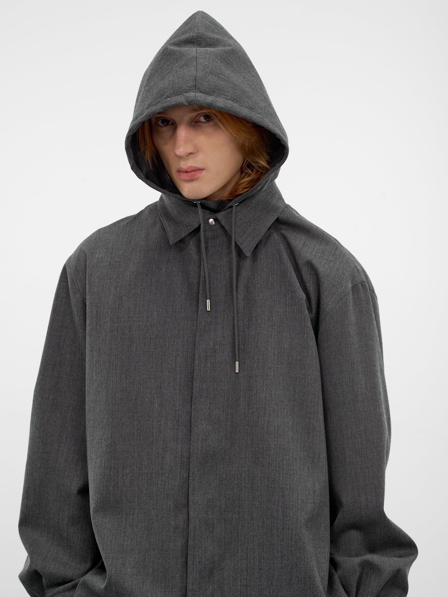 Gray Wool Hooded Shirt Jacket (26S0315-GRAY)