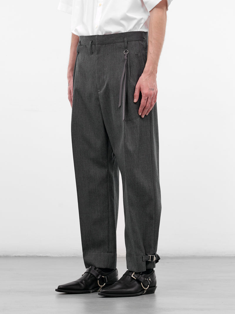 Wool Pleated Cinched Cuffs Trousers (26S0317-GRAY)