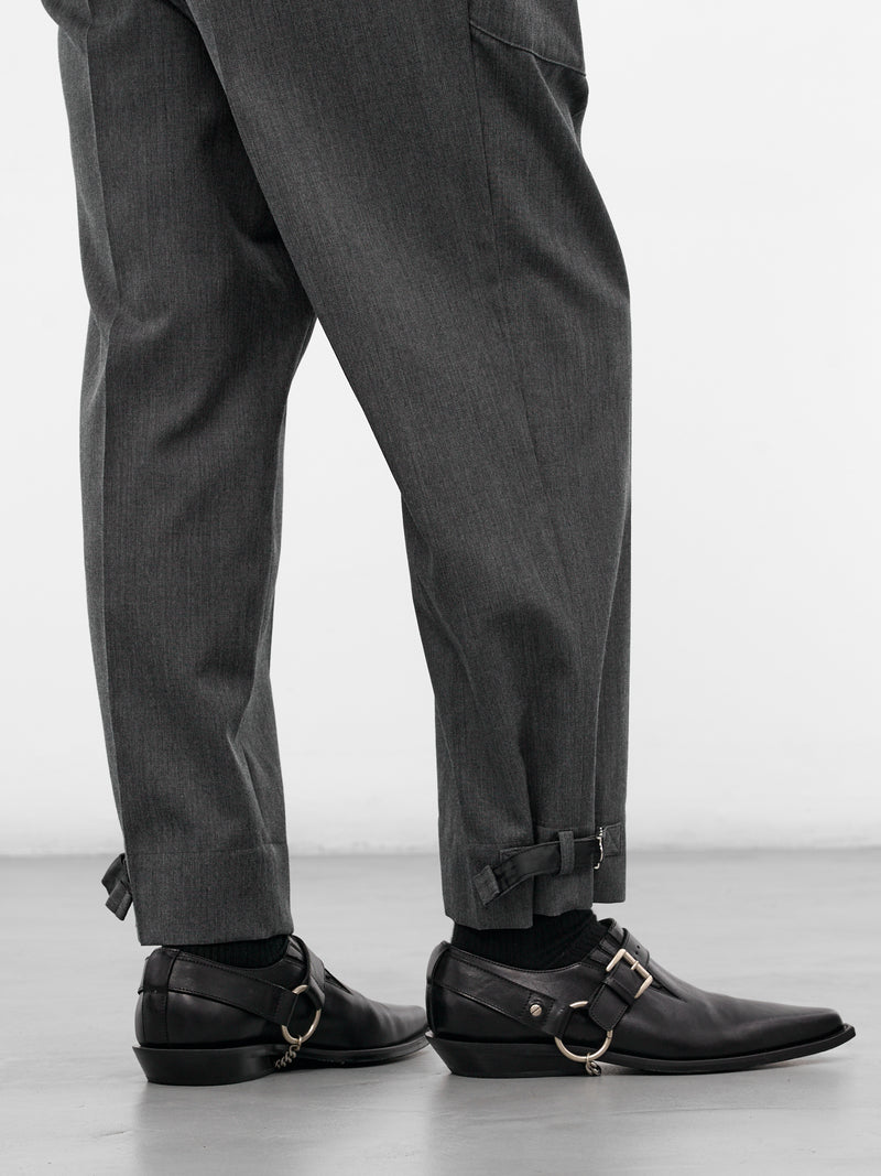 Wool Pleated Cinched Cuffs Trousers (26S0317-GRAY)