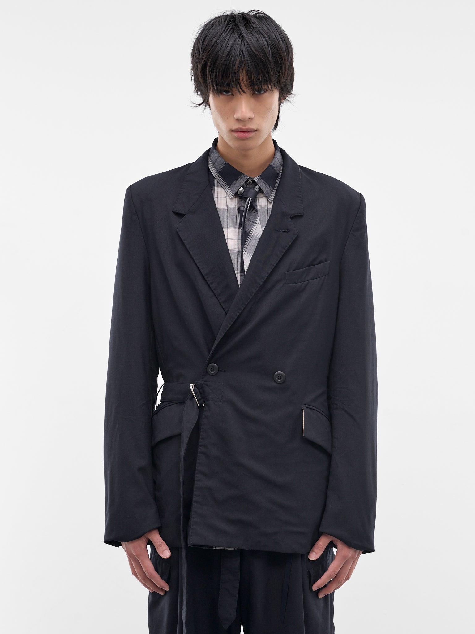 TAMME Navy Belted Blazer | H.Lorenzo - front