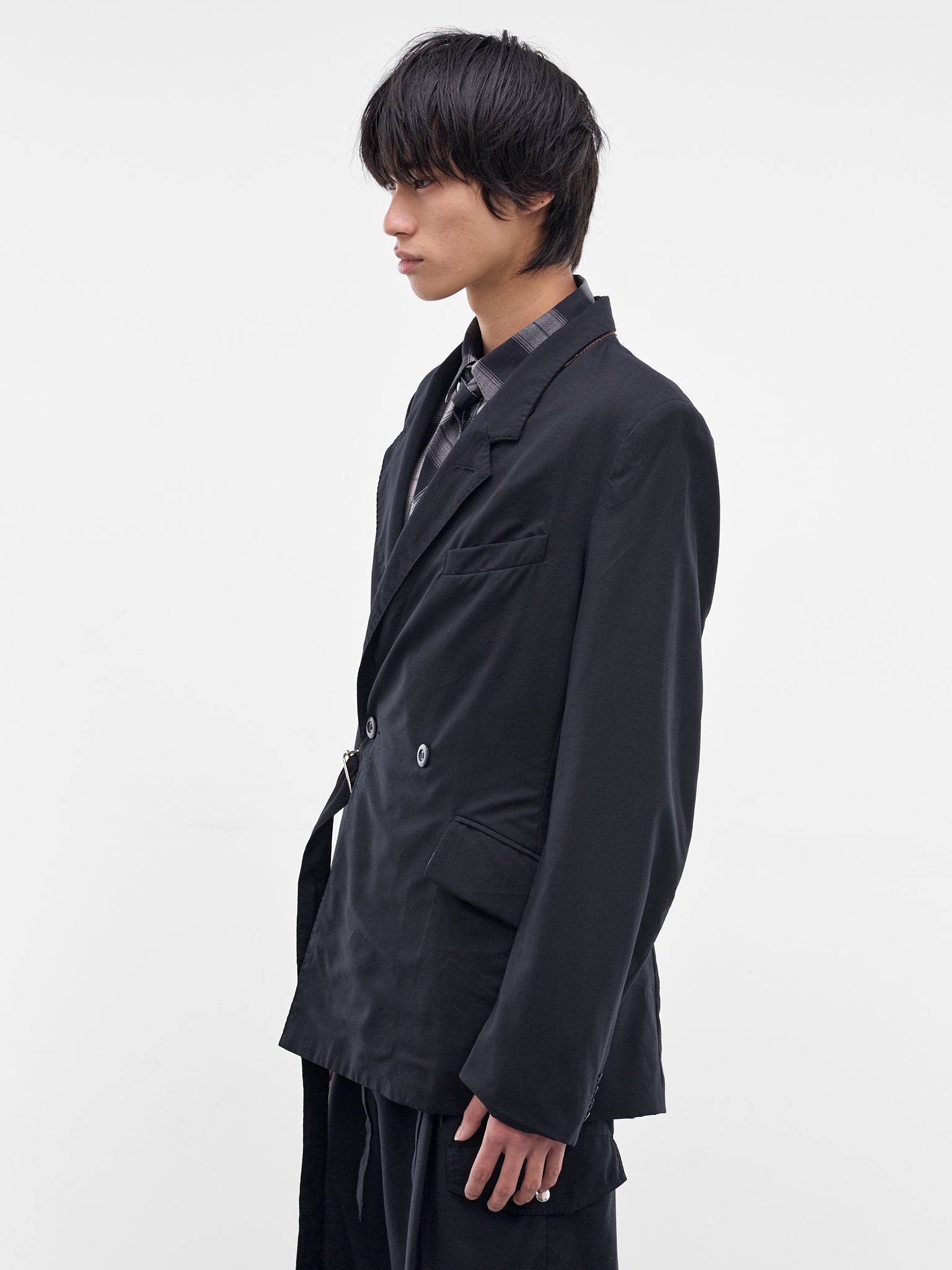 TAMME Navy Belted Blazer | H.Lorenzo - side