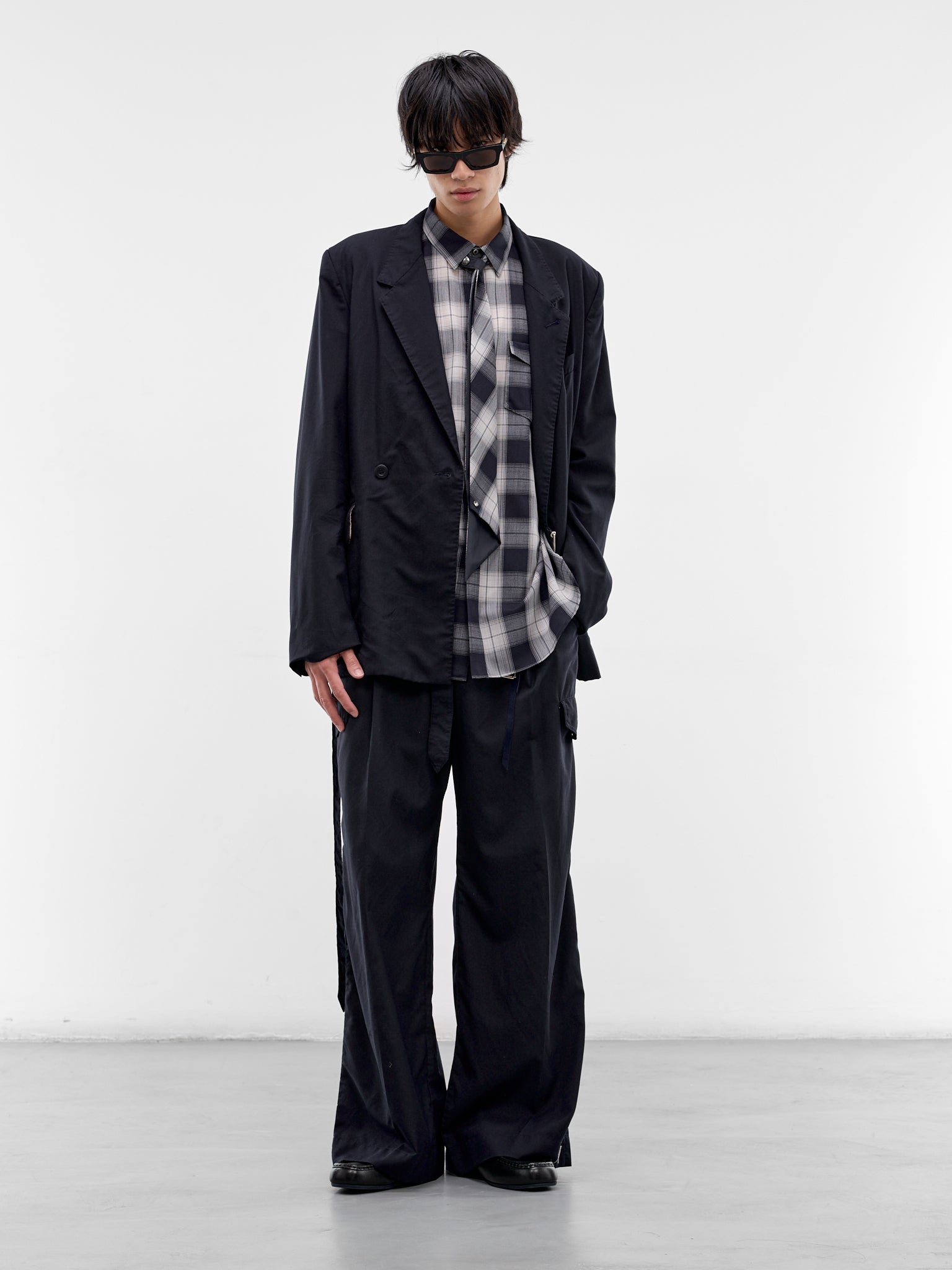 Navy Wool Wide Leg Trousers (26S0319-NAVY)