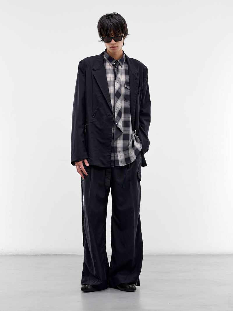 Navy Wool Wide Leg Trousers (26S0319-NAVY)