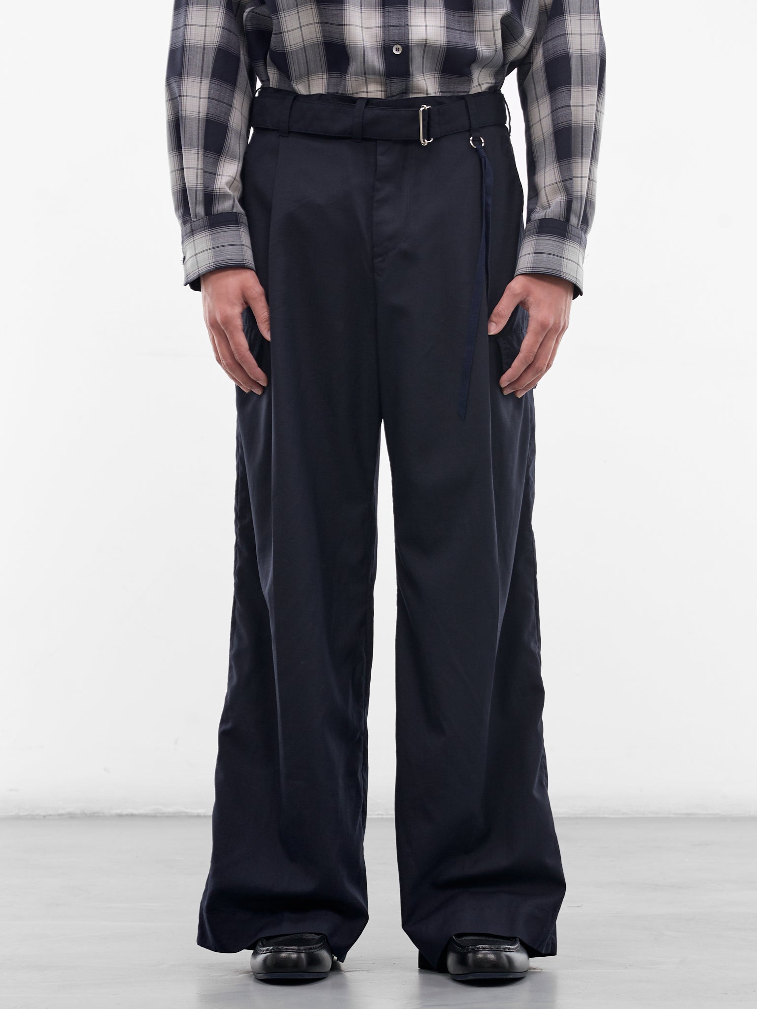 Navy Wool Wide Leg Trousers (26S0319-NAVY)