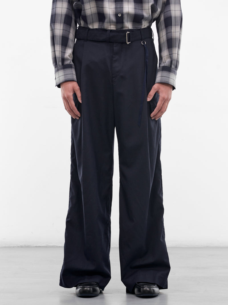 Navy Wool Wide Leg Trousers (26S0319-NAVY)