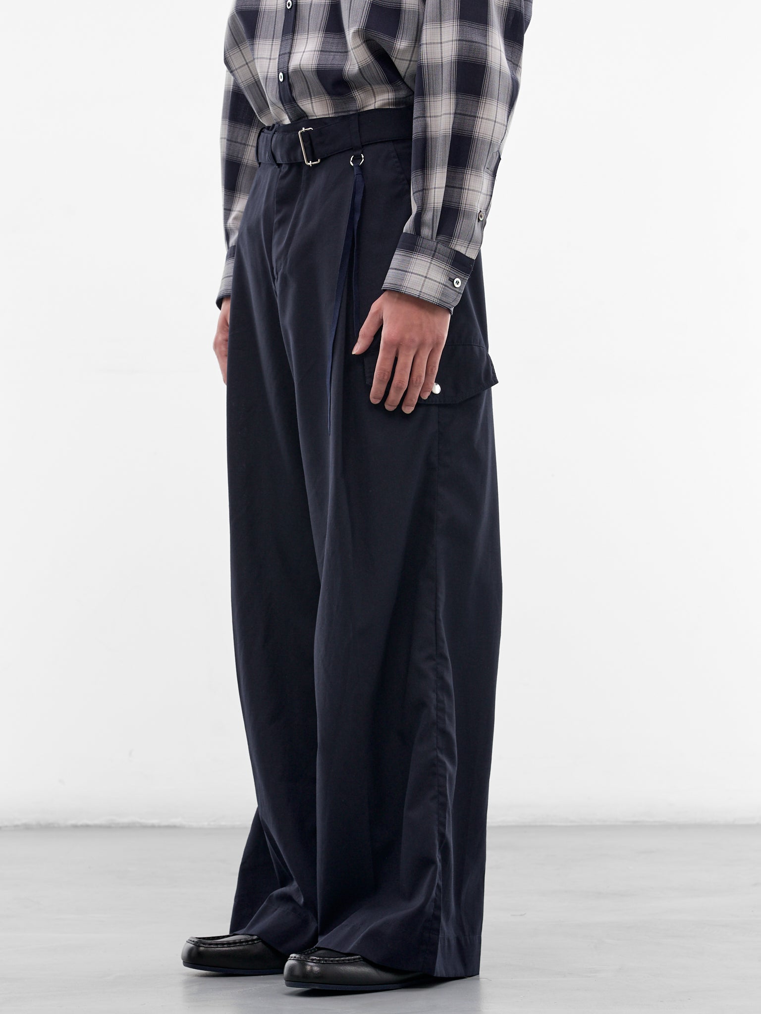 Navy Wool Wide Leg Trousers (26S0319-NAVY)