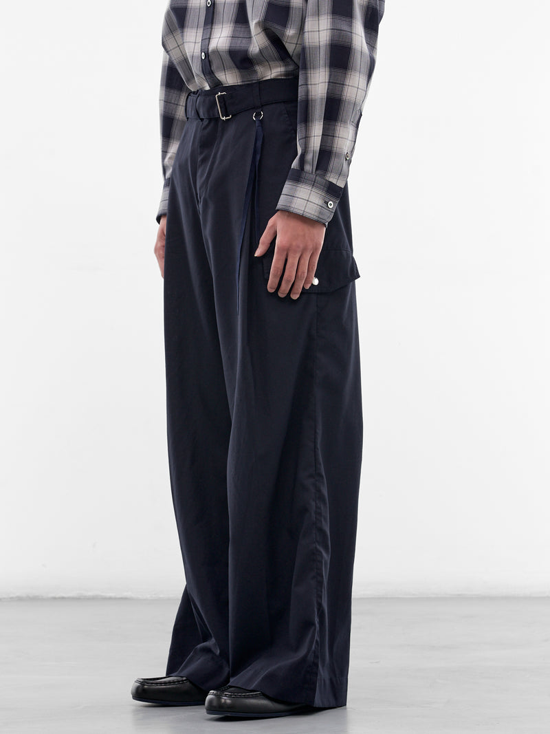 Navy Wool Wide Leg Trousers (26S0319-NAVY)