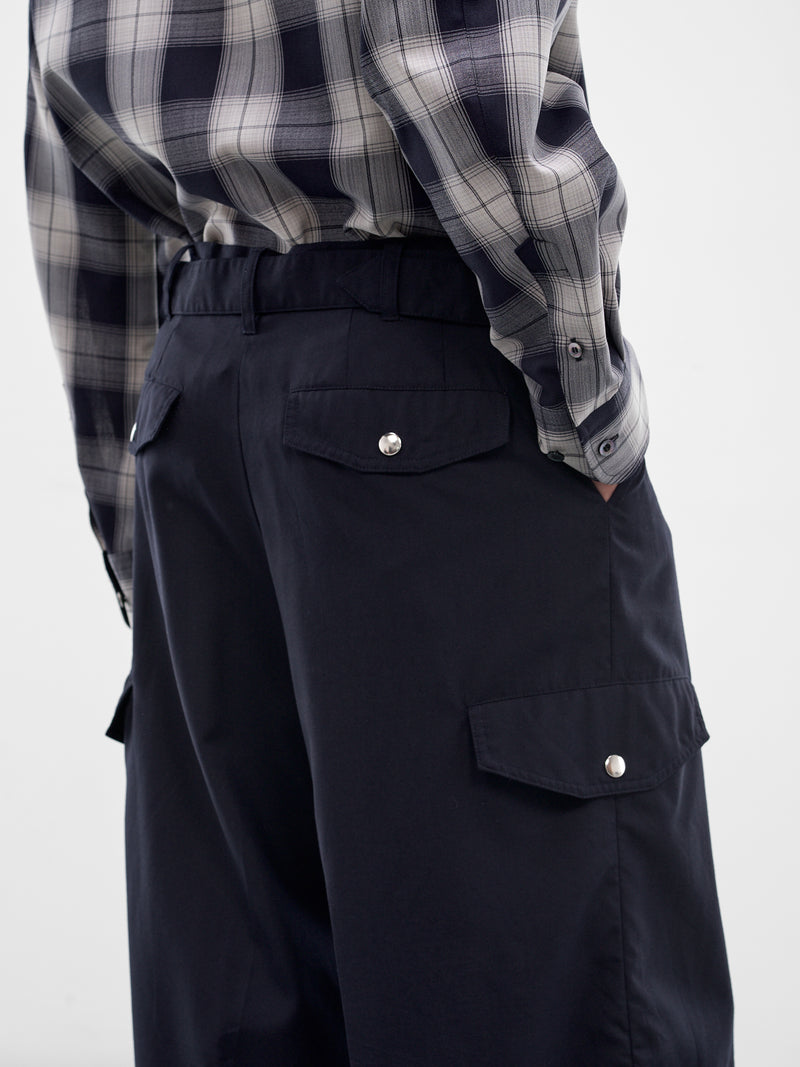 Navy Wool Wide Leg Trousers (26S0319-NAVY)