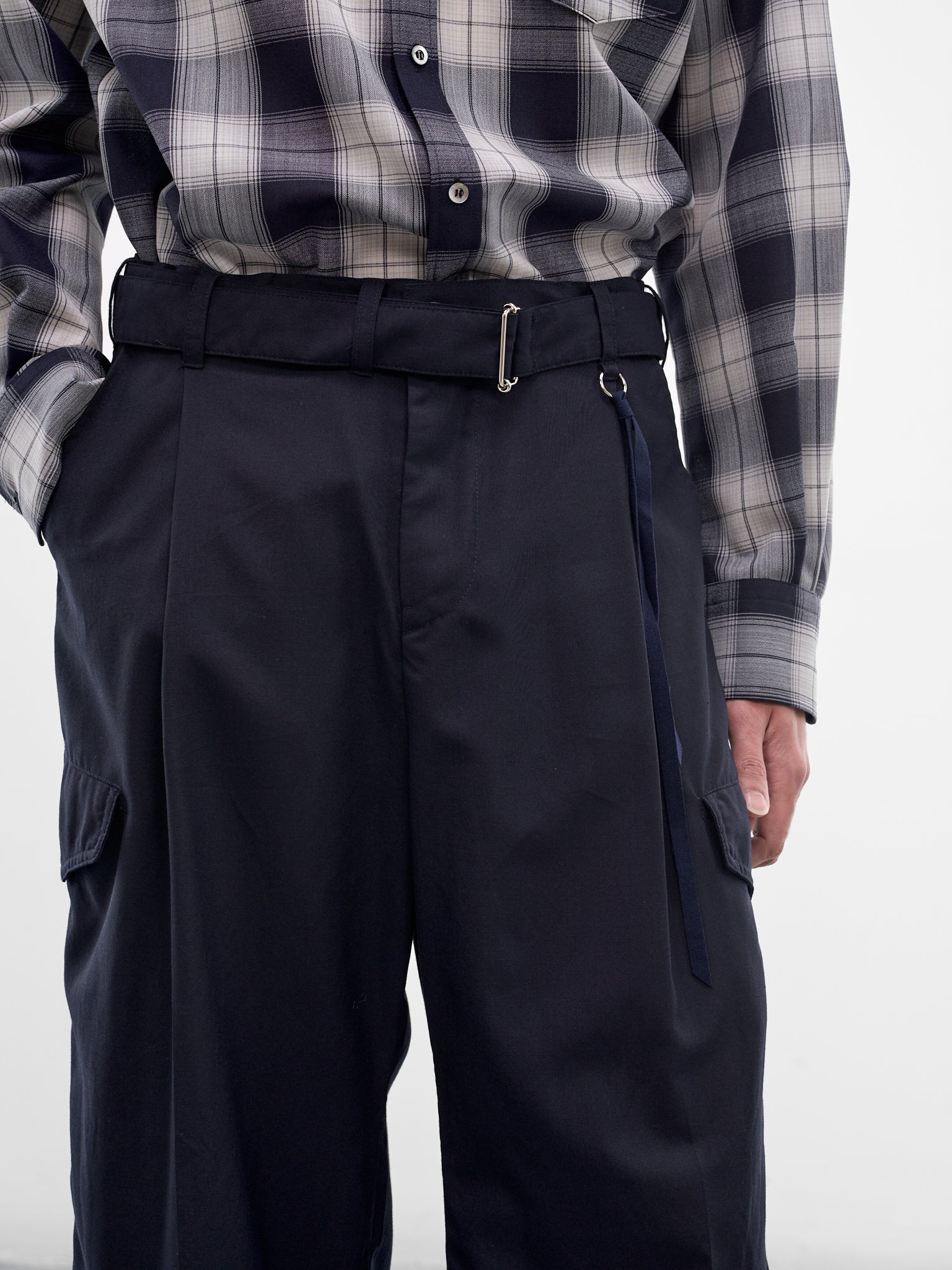 Navy Wool Wide Leg Trousers (26S0319-NAVY)