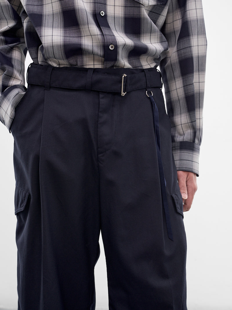 Navy Wool Wide Leg Trousers (26S0319-NAVY)