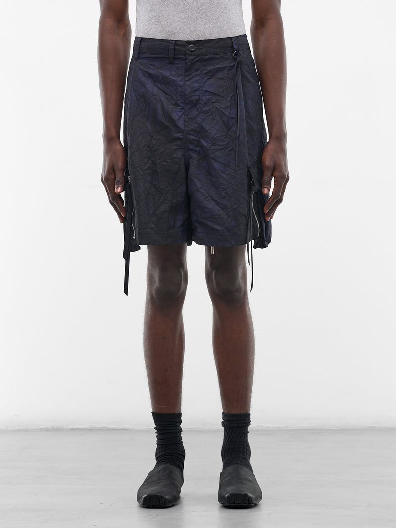 Navy Wrinkled Nylon Shorts (26S0328-NAVY-BLACK)