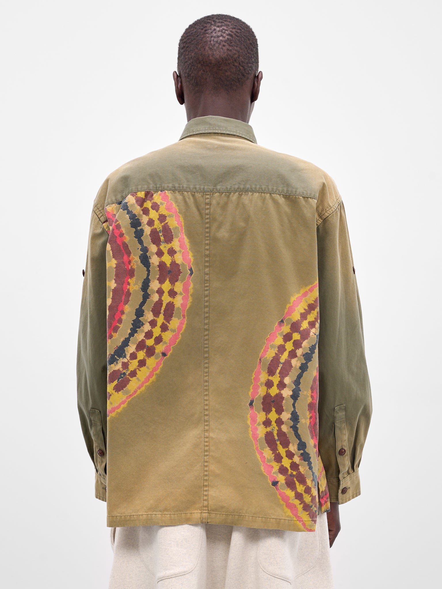 Tie-Dye Faded Cotton Button-Up Shirt (26SS-B-02-KHAKI)