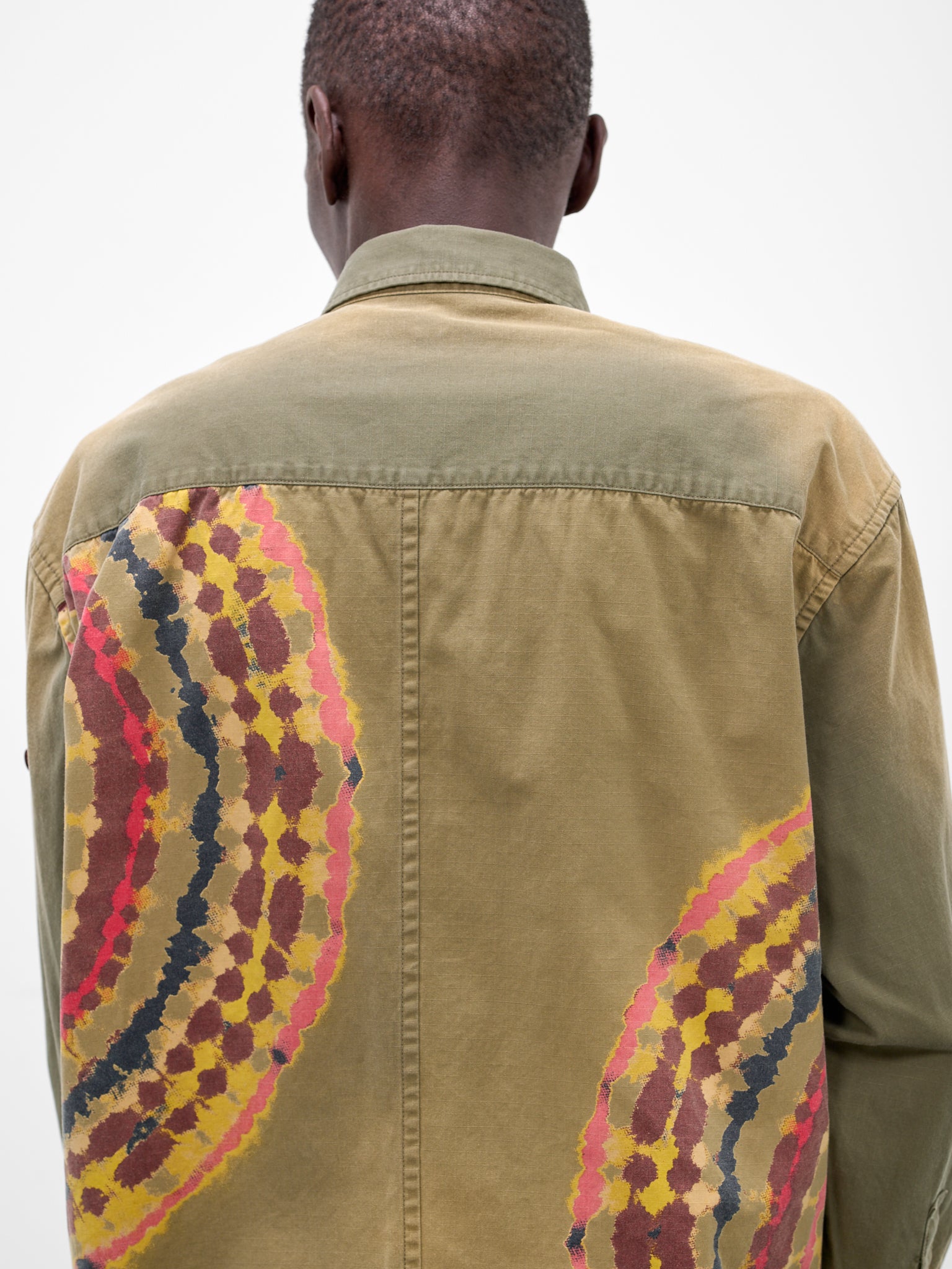 Tie-Dye Faded Cotton Button-Up Shirt (26SS-B-02-KHAKI)