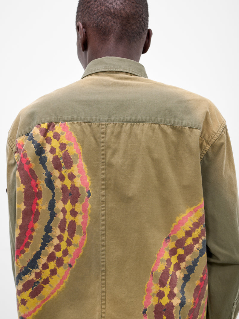 Tie-Dye Faded Cotton Button-Up Shirt (26SS-B-02-KHAKI)