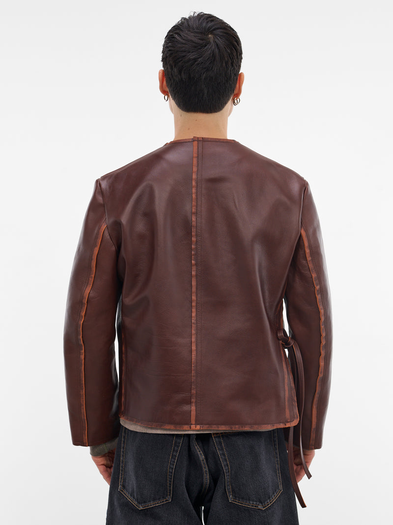 Brown Leather Boxy Jacket (26SS-JK-08-BROWN)