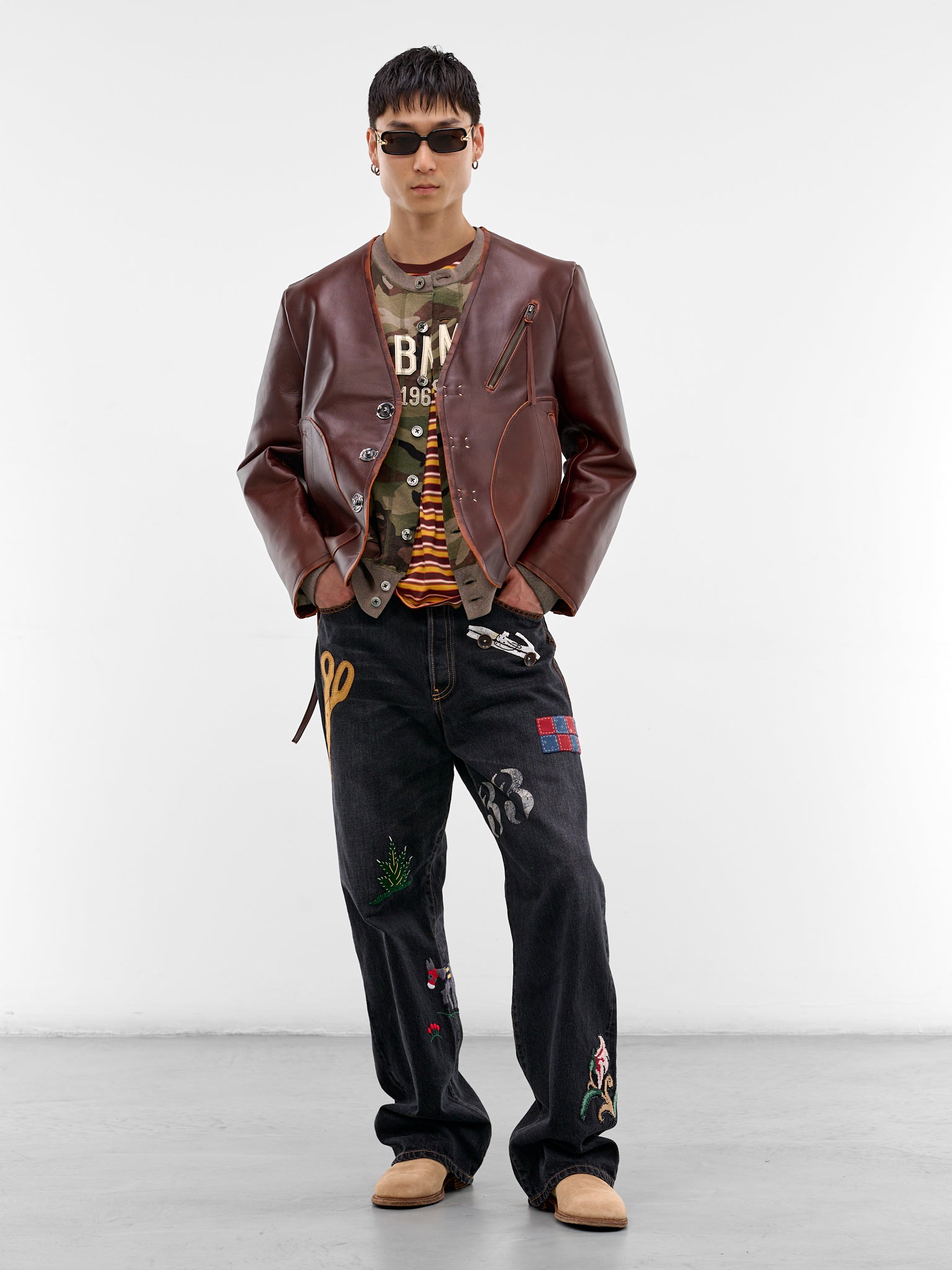 Brown Leather Boxy Jacket (26SS-JK-08-BROWN)