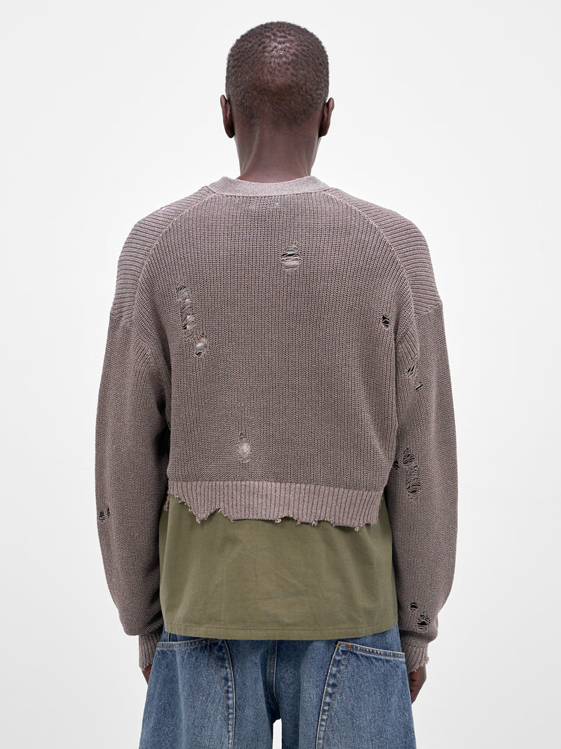 Hybrid Distressed Knit Cardigan (26SS-K-02-GREY)
