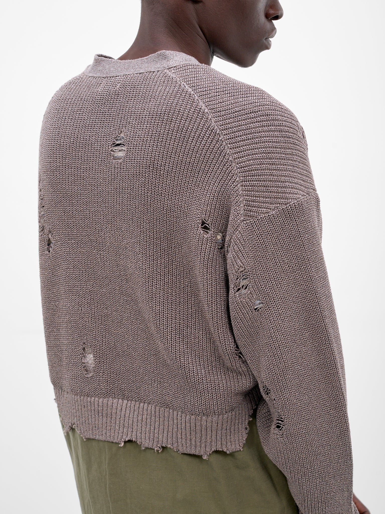 Hybrid Distressed Knit Cardigan (26SS-K-02-GREY)