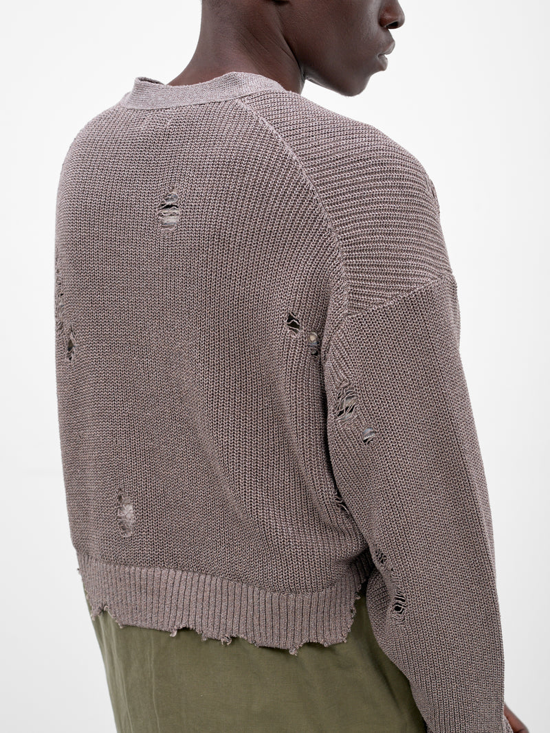 Hybrid Distressed Knit Cardigan (26SS-K-02-GREY)